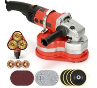 3-Head Concrete Grinder Set 4" Concrete Floor Grinder 3800W Concrete Planer with 6 Speed Control & Dust Extraction Shroud for Grinding Concrete Cement Marble Granite(Extension Rod Set)
