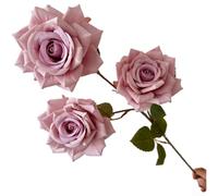 3 Head Diamond Rose Bouquet Made from Coated Silk Screen Fabric for Outdoor Patio Decor and Indoor Gallery Installations (Manta Color)
