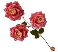 3 Head Diamond Rose Bouquet Made from Coated Silk Screen Fabric for Outdoor Patio Decor and Indoor Gallery Installations (Miss Zhu)
