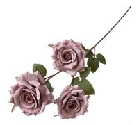 3 Head Diamond Rose Bouquet Made from Coated Silk Screen Fabric for Outdoor Patio Decor and Indoor Gallery Installations (Purple)