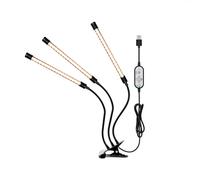 (3 Heads) DC 5V 9W 18W 27W 36W 80 LED Grow Light with Timer Desktop Clip Full Spectrum PhytoLamps for Plants Flowers Grow Box