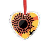 3" Heart Ornament - Crystal Glass Xmas Tree Decor, Bees and Sunflowers Christmas Ornaments Romantic Hanging Decoration for Christmas Tree, Fireplace, Valentine's Gift