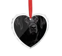 3" Heart Ornament - Crystal Glass Xmas Tree Decor, Black Lab Christmas Ornaments Romantic Hanging Decoration for Christmas Tree, Fireplace, Valentine's Gift