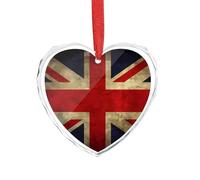 3" Heart Ornament - Crystal Glass Xmas Tree Decor, British Flag Christmas Ornaments Romantic Hanging Decoration for Christmas Tree, Fireplace, Valentine's Gift