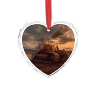 3" Heart Ornament - Crystal Glass Xmas Tree Decor, Bulldozer Evening Christmas Ornaments Romantic Hanging Decoration for Christmas Tree, Fireplace, Valentine's Gift