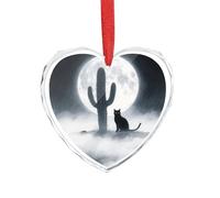 3" Heart Ornament - Crystal Glass Xmas Tree Decor, Cat Cactus Christmas Ornaments Romantic Hanging Decoration for Christmas Tree, Fireplace, Valentine's Gift