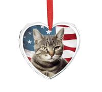 3" Heart Ornament - Crystal Glass Xmas Tree Decor, Cat USA Flag Christmas Ornaments Romantic Hanging Decoration for Christmas Tree, Fireplace, Valentine's Gift