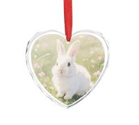 3" Heart Ornament - Crystal Glass Xmas Tree Decor, Easter Rabbit Christmas Ornaments Romantic Hanging Decoration for Christmas Tree, Fireplace, Valentine's Gift