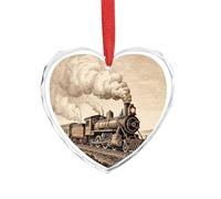 3" Heart Ornament - Crystal Glass Xmas Tree Decor, Etching Train Christmas Ornaments Romantic Hanging Decoration for Christmas Tree, Fireplace, Valentine's Gift