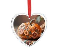 3" Heart Ornament - Crystal Glass Xmas Tree Decor, Fall Pumpkin Ethic Boho Floral Christmas Ornaments Romantic Hanging Decoration for Christmas Tree, Fireplace, Valentine's Gift