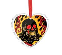 3" Heart Ornament - Crystal Glass Xmas Tree Decor, Ghost Skull Christmas Ornaments Romantic Hanging Decoration for Christmas Tree, Fireplace, Valentine's Gift