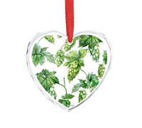 3" Heart Ornament - Crystal Glass Xmas Tree Decor, Green Style Pattern Christmas Ornaments Romantic Hanging Decoration for Christmas Tree, Fireplace, Valentine's Gift