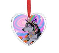 3" Heart Ornament - Crystal Glass Xmas Tree Decor, Hippie Wolf Christmas Ornaments Romantic Hanging Decoration for Christmas Tree, Fireplace, Valentine's Gift