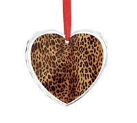 3" Heart Ornament - Crystal Glass Xmas Tree Decor, Leopard Print Christmas Ornaments Romantic Hanging Decoration for Christmas Tree, Fireplace, Valentine's Gift
