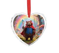 3" Heart Ornament - Crystal Glass Xmas Tree Decor, Magic Bear Christmas Ornaments Romantic Hanging Decoration for Christmas Tree, Fireplace, Valentine's Gift