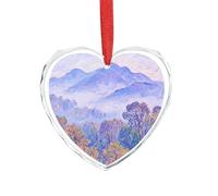 3" Heart Ornament - Crystal Glass Xmas Tree Decor, Nature Forest Mountain Christmas Ornaments Romantic Hanging Decoration for Christmas Tree, Fireplace, Valentine's Gift