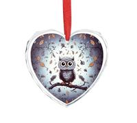 3" Heart Ornament - Crystal Glass Xmas Tree Decor, Owl Tree Branches Christmas Ornaments Romantic Hanging Decoration for Christmas Tree, Fireplace, Valentine's Gift