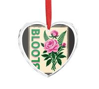 3" Heart Ornament - Crystal Glass Xmas Tree Decor, Pink Green Block Print Christmas Ornaments Romantic Hanging Decoration for Christmas Tree, Fireplace, Valentine's Gift