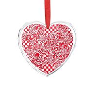 3" Heart Ornament - Crystal Glass Xmas Tree Decor, Red White Christmas Ornaments Romantic Hanging Decoration for Christmas Tree, Fireplace, Valentine's Gift