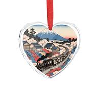 3" Heart Ornament - Crystal Glass Xmas Tree Decor, Sakura Train Christmas Ornaments Romantic Hanging Decoration for Christmas Tree, Fireplace, Valentine's Gift