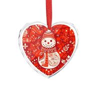 3" Heart Ornament - Crystal Glass Xmas Tree Decor, Snowman Window Grilles Christmas Ornaments Romantic Hanging Decoration for Christmas Tree, Fireplace, Valentine's Gift