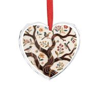 3" Heart Ornament - Crystal Glass Xmas Tree Decor, Tree Birds Christmas Ornaments Romantic Hanging Decoration for Christmas Tree, Fireplace, Valentine's Gift
