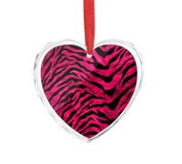 3" Heart Ornament - Crystal Glass Xmas Tree Decor, Zebra Tiger Leopard Christmas Ornaments Romantic Hanging Decoration for Christmas Tree, Fireplace, Valentine's Gift