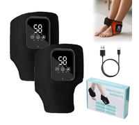 3 Heating Levels 3 Speeds Foot Massager, Heated Foot Massagers, Triple Therapy Foot Massager, Foot Renew Triple Method Massager, Portable Cordless Ankle Massager, Heated Ankle Brace (A-Black*2)