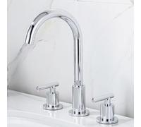 3 Hole Basin Mixer Tap with 360° Swivel Spout Dual Lever Hot & Cold Chrome Bathroom Sink Faucet for Modern Bathrooms Stylish & Functional Design