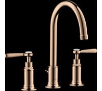 3 Hole Basin Tap Montreux 180 with pop-up waste set and lever handles Axor Polished Red Gold 16514300