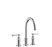 3 Hole Basin Tap Montreux 180 with pop-up waste set and lever handles Chrome Axor