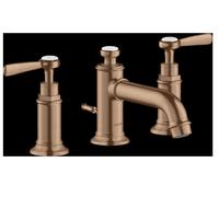 3 Hole Basin Tap Montreux 30 with pop-up waste set and lever handles Axor Brushed Red Gold 16535310