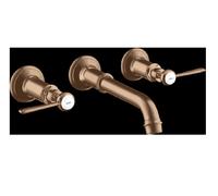 3 Hole Basin Tap Montreux and lever handles for concealed installation Axor Brushed Red Gold 16534310