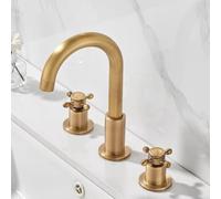 3 Hole Basin Taps Antique Three Holes Bathroom Sink Tap Vintage Double Handle 360° Rotation,Seven Characters A LWX