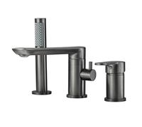 3-Hole Bath Mixer Tap with 360° Swivel Waterfall Spout - Single Lever, Brass Construction for Bathtub and Shower Use