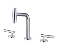 3-Hole Bathroom Basin Mixer, Pull-Out Two-Handle Mixer in Brushed Gold Brass with 360° Swivel, Hot and Cold Water Control, for Washbasin Sinks(#3)