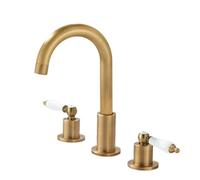 3 Hole Bathroom Taps Vintage 3 Hole Basin Taps Antique with Double Handle 360° Rotation,Big Bend C LWX