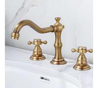 3 Hole Faucet for Bathroom Sink, Brass,2 Handles Vanity Tap with Hot and Cold Mixer, with Double Cross,B