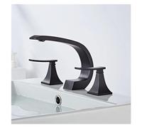 3 Hole Faucets Bathroom Black Widespread Faucet Dual Handle Gold 3 Pieces Wash Basin Tap Hot Cold Mixer,Kitchen Sink Faucet