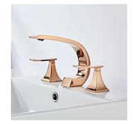 3 Hole Faucets Bathroom Black Widespread Faucet Dual Handle Gold 3 Pieces Wash Basin Tap Hot Cold Mixer,Kitchen Sink Faucet
