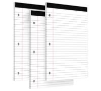 3 Hole Legal Pad 8.5 x 11, 3 Pack White Note Pads, Notebook Paper Wide Ruled, Writing Paper Pads, Notepads with Binder Holes, Lined Paper 8.5x11, Ideal for School, Home, Office, 30 Sheets/Pack