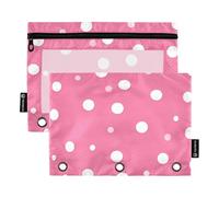 3 Hole Pencil Pouches for Binder with Clear Window Peach Background with White Spots on It Soft Pencil case in Assorted Colors 3 Rings Binder folders for Office School Supplies Cosmetics