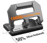3 Hole Punch, AFMAT Hole Puncher 3 Ring, 3 Hole Puncher for Binder, Three Hole Punch Heavy Duty, 50% Reduced Effort, Metal Constructure, Bulit-in S.S. Paper Guide, 40 Sheets Capacity, Gray