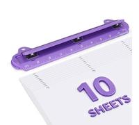 3 Hole Punch Portable Binder Punch with Ruler, EAGLE Upgraded Hole Puncher for Letter Size Paper, Punches 8-10 Sheets, Compact Planner Punch for School Office Home (Purple)