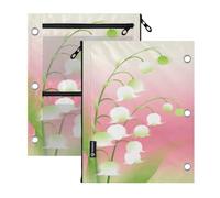 3 hole punched folders 2 pcs Lily Of The Valley Pink Green 11''x8.9''