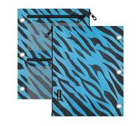 3 hole punched folders 2 pcs zebras Tigers Stripe Animal Texture Cyan