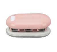 3 Hole Puncher, Handheld Manual Paper Punch with Built - in Lock, Compact ABS and Iron Hole Punching Machine for Standard 28mm Binders, Ideal for Home Dorm Office DIY (Pink)