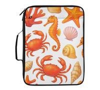 3-Hole Ring Binder Organizer Bag with 7-Slot Smart Filing Sleeve Marine Life Coral Binder Organizer Portfolio with Inner Stationery Pockets