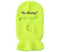 3 Hole Ski Mask Yes Daddy Full Face Balaclava Winter Warmer Outdoor Sports for Men Women Fluorescent Green