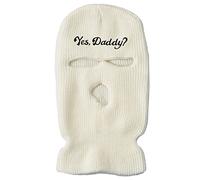 3 Hole Ski Mask Yes Daddy Full Face Balaclava Winter Warmer Outdoor Sports for Men Women White